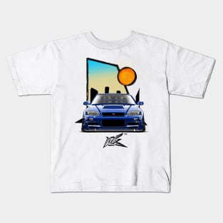 nissan skyline gtr r34 blue Kids T-Shirt